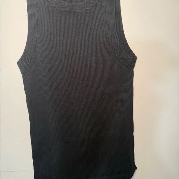 Zara Black Ribbed Tank Top - Picture 4 of 5